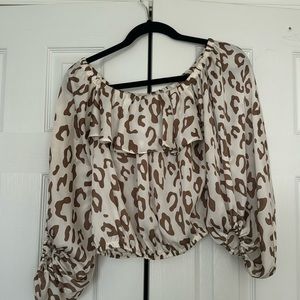 Leopard Print Cropped Blouse